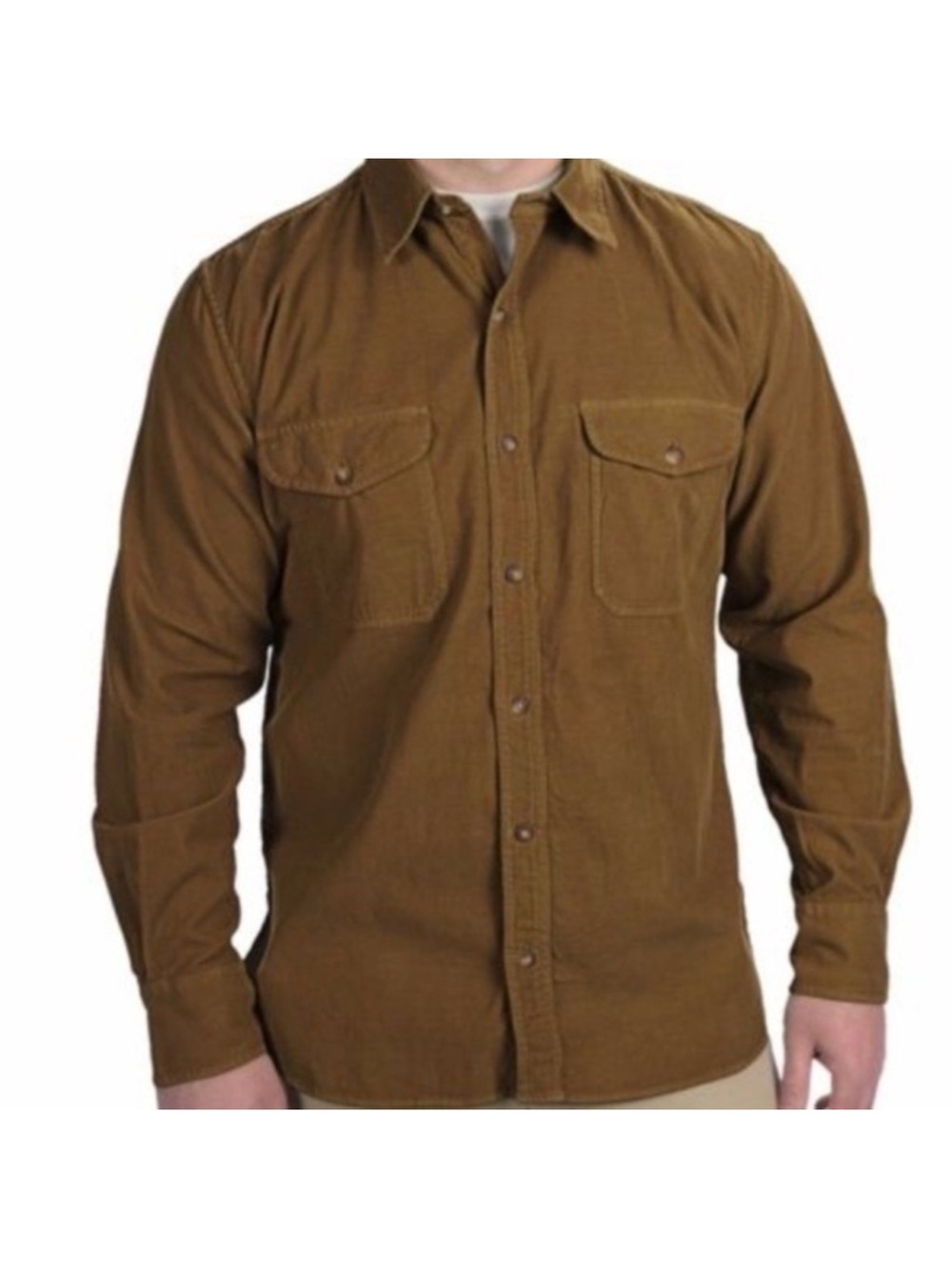 Filson Men's Medium  brown Cotton Button Up Long Sleeve Shirt Casual Workwear